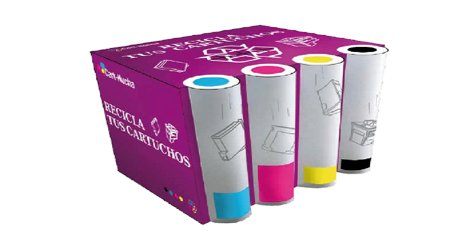 Diseño de un contenedor para cartuchos de tinta usados.