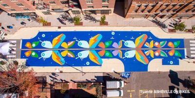 Asphalt art to test new micromobility solutions in Asheville, North Carolina.