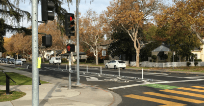 The City of Modesto, California, applies a road diet by using Zebra® separators.