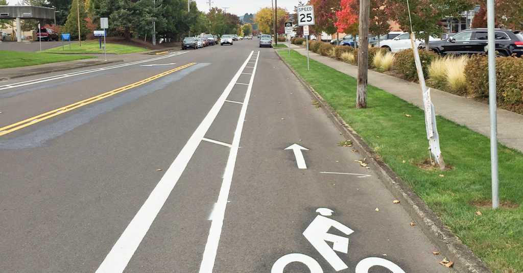 Buffered unprotected bike lane