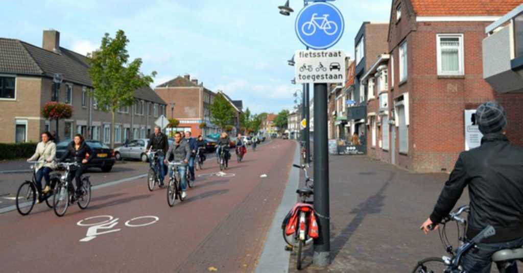 Bicycle boulevard in Amsterdam