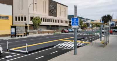 When a bike lane and a bus stop meet each other